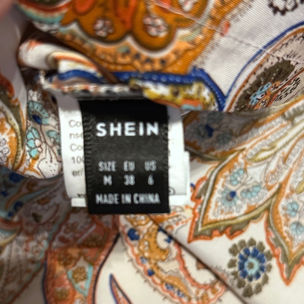 SHEIN Paisley Of the Shoulder Blouse Med Summer Tops,Date Night,Lightweight,Sexy - Picture 7 of 7